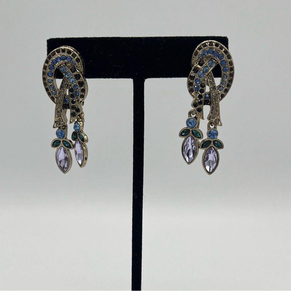 RARE Heidi Daus NWOT Crystal Pearl Peace Sign Necklace & Earring Set | Vintage - Picture 8 of 10